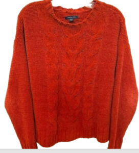 American Eagle Womens Vtg. Cable Knit Sweater Rust Orange M Academia Country Y2K